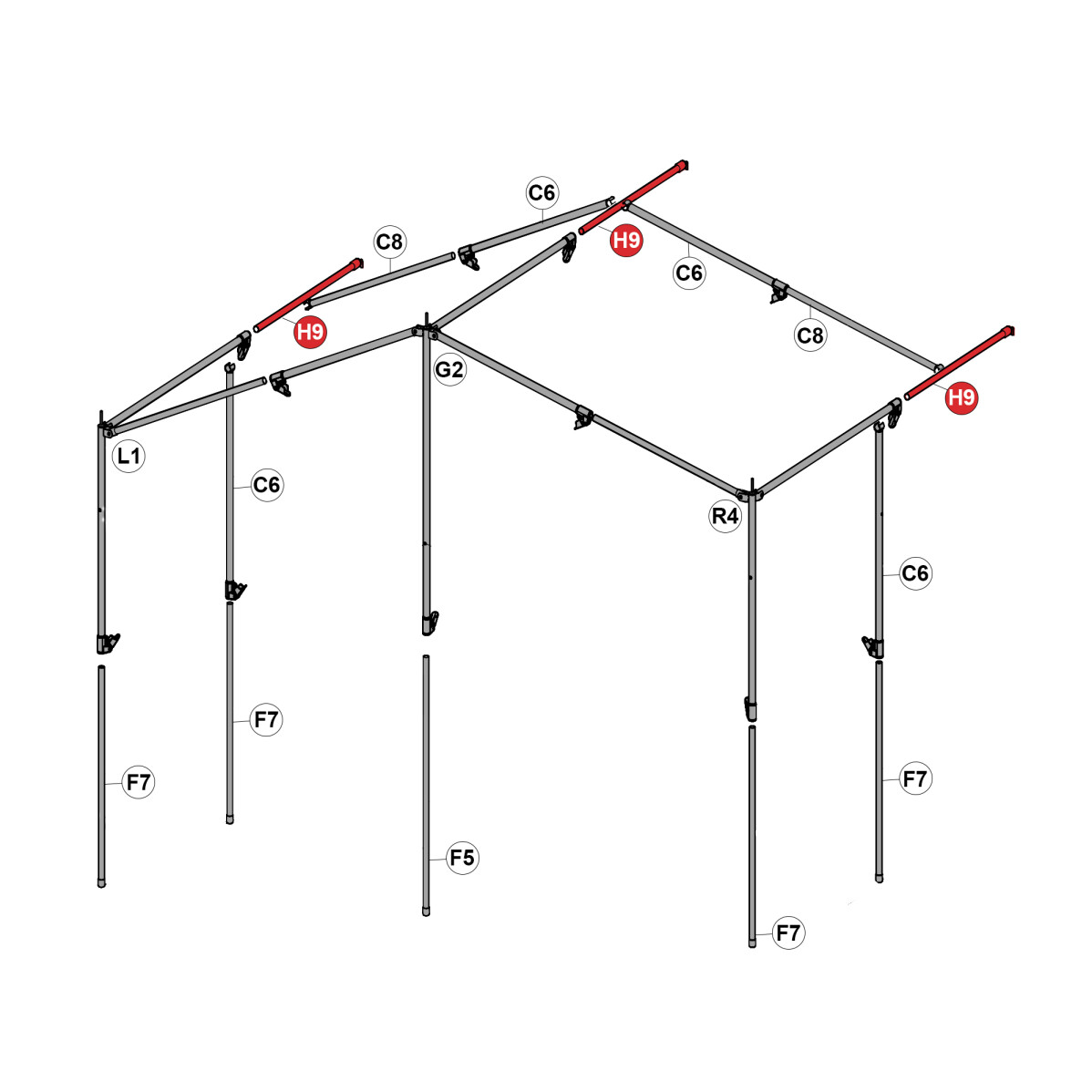 Replacement Pole Premium Add-On Tent Economy Pole 9
